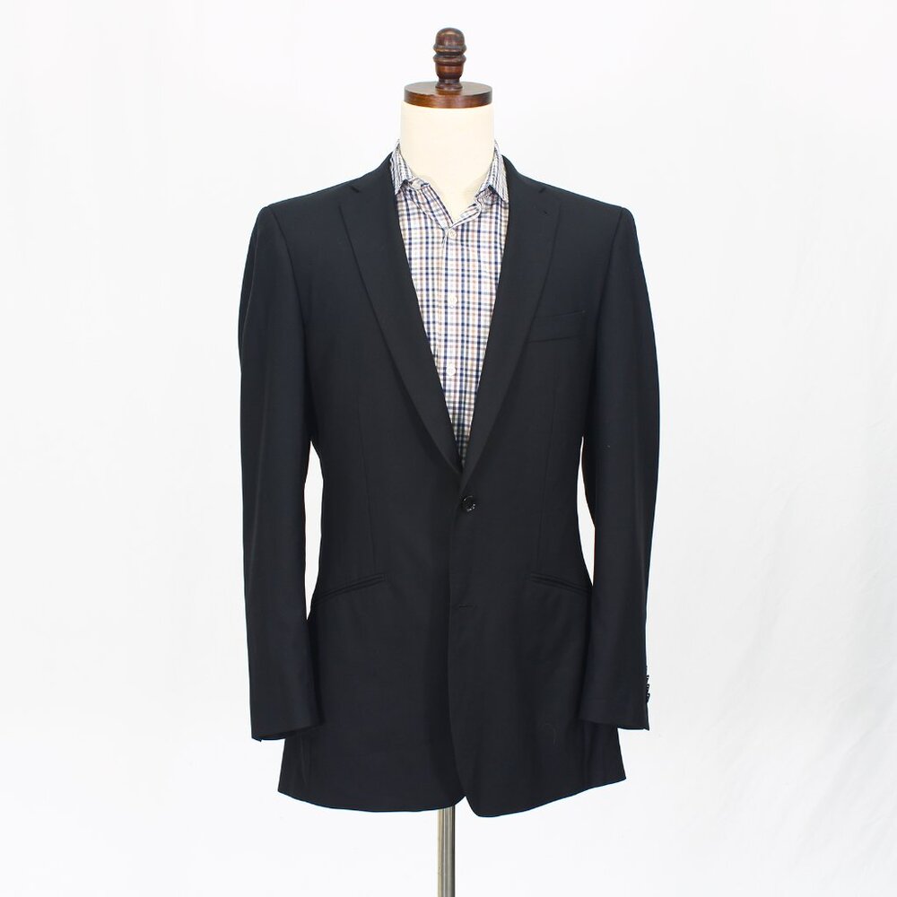 Indochino 40L Black Blazer Sport Coat Jacket 2-Button Solid Y321